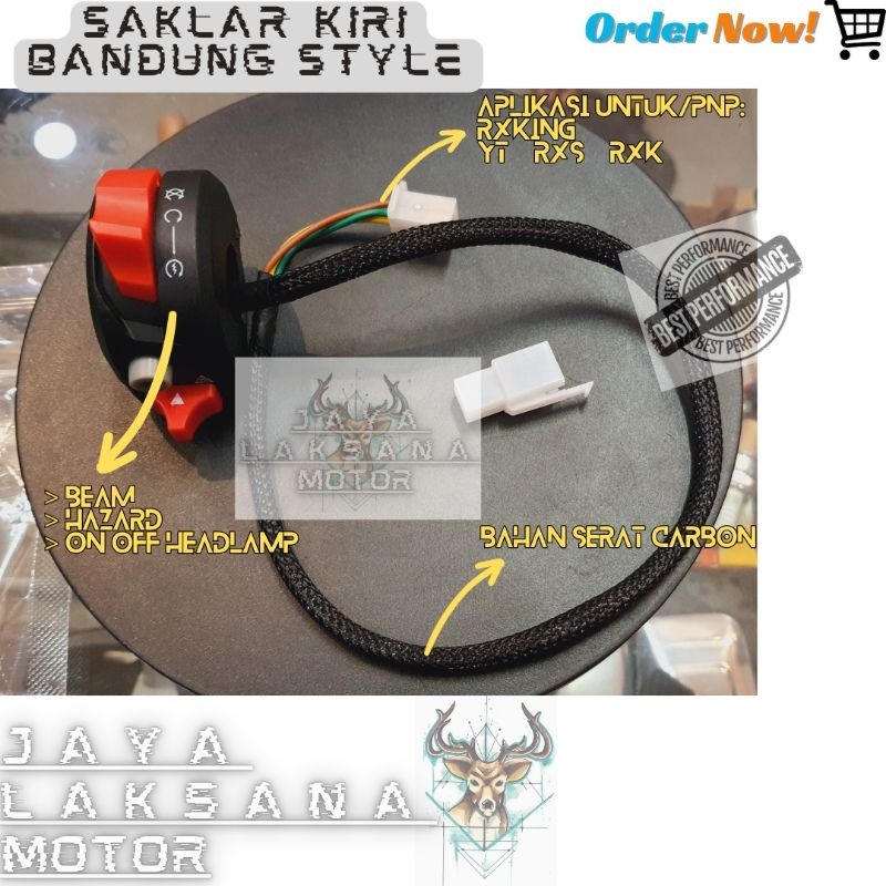 SAKLAR KIRI HOLDER MODIF CARBON 3 MODE VARIASI BANDUNG STYLE UNTUK YAMAHA RXKING RX KING RXS YT RX S