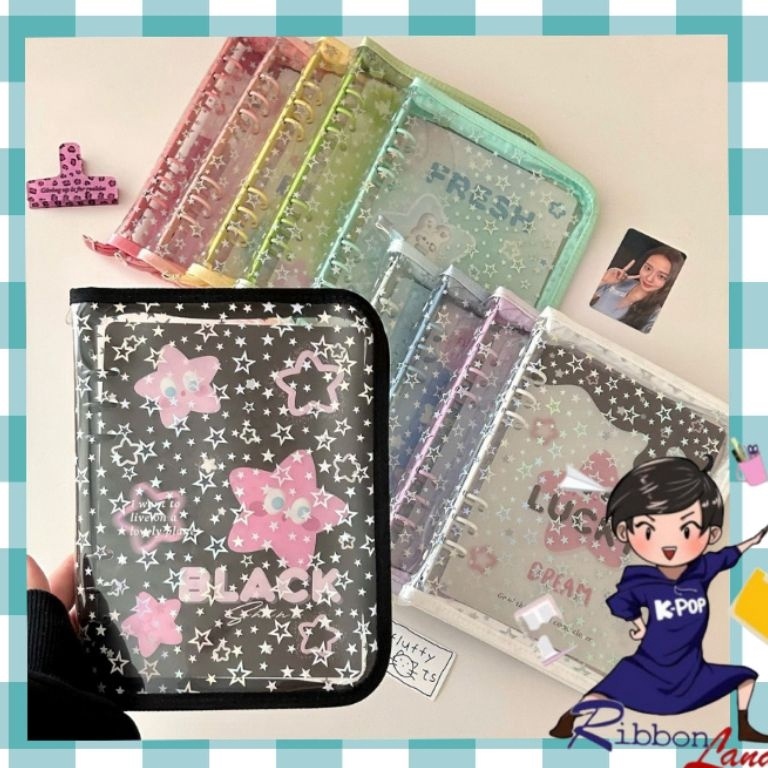 

KODE F2S9 A5 Binder Cover Star Bintang Glitter Photocard Deluxe Resleting Star Bintang