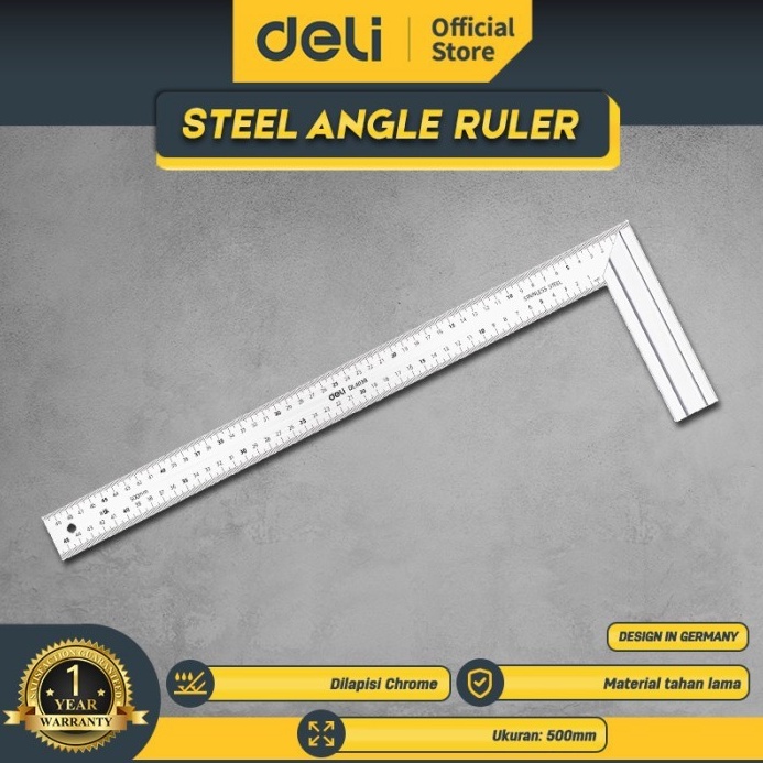 

KODE E2M8 Deli Penggaris Siku Tukang 5 cm Stainless Steel Alat Perkakas DL438