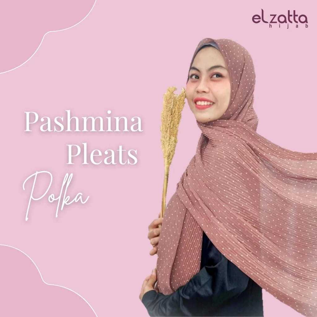 ELZATTA DAUKY HIJAB PASHMINA PLEATS POLKA KERUDUNG ELZATTA BAHAN CERUTY JILBAB ELZATTA PASHMINA ELZA