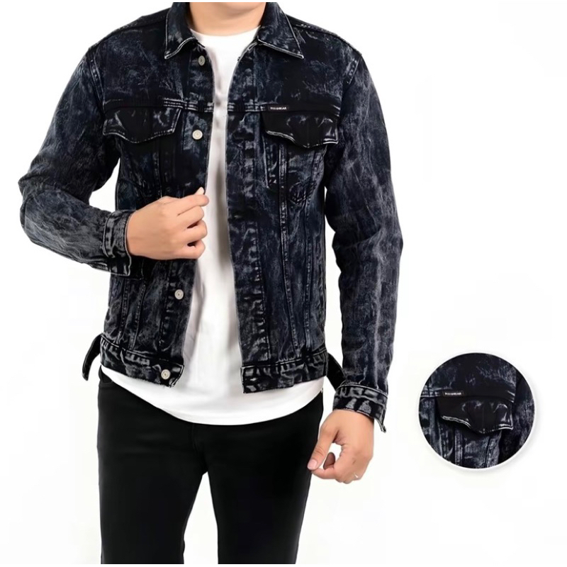 JAKET JEANS POLOS PRIA WANITA PANJANG DISTRO HITAM BLAZER CASUAL TERBARU 2024