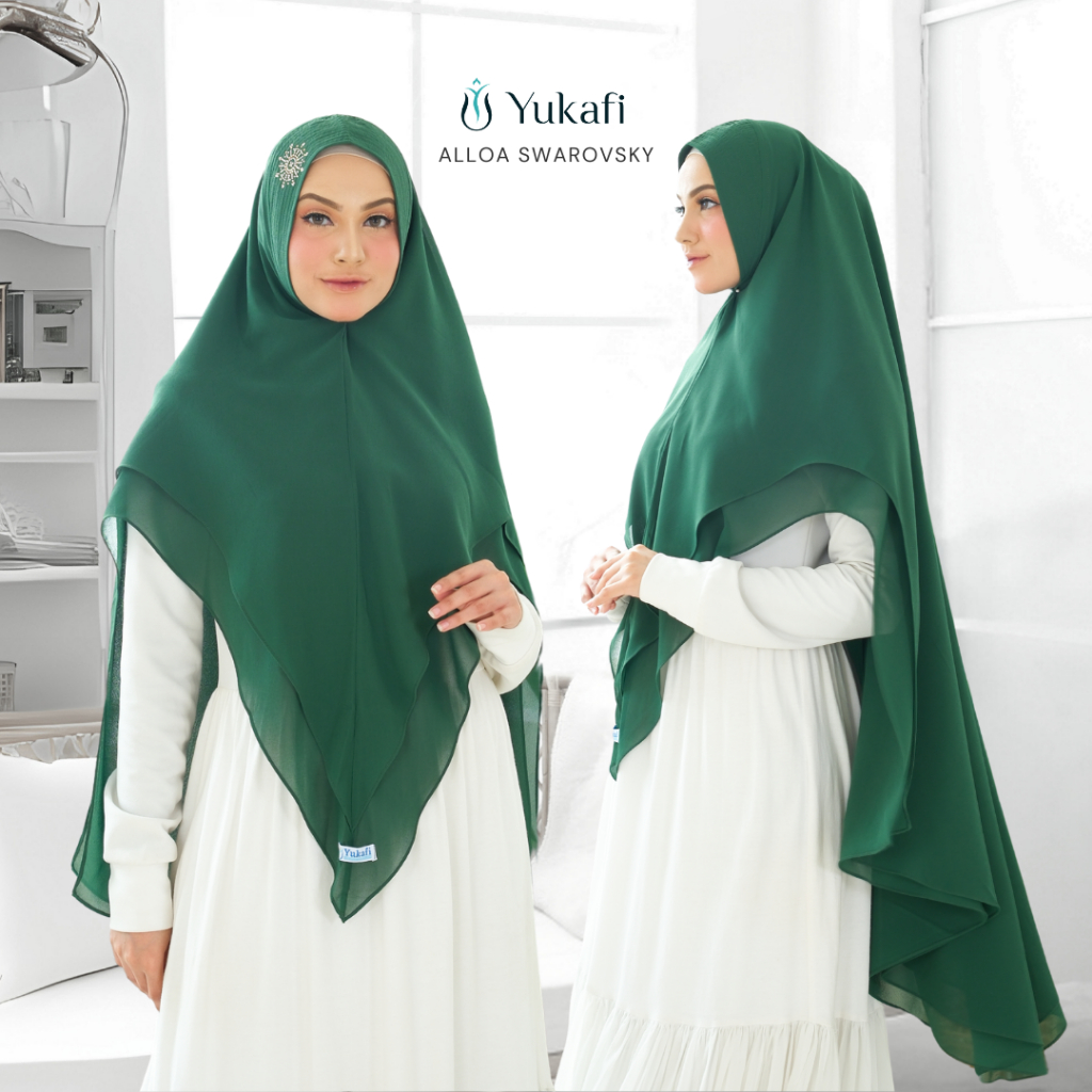 Yukafi - Alloa Khimar Swarovski | Khimar Syari | Ceruty Babydoll Premium 2 Layer