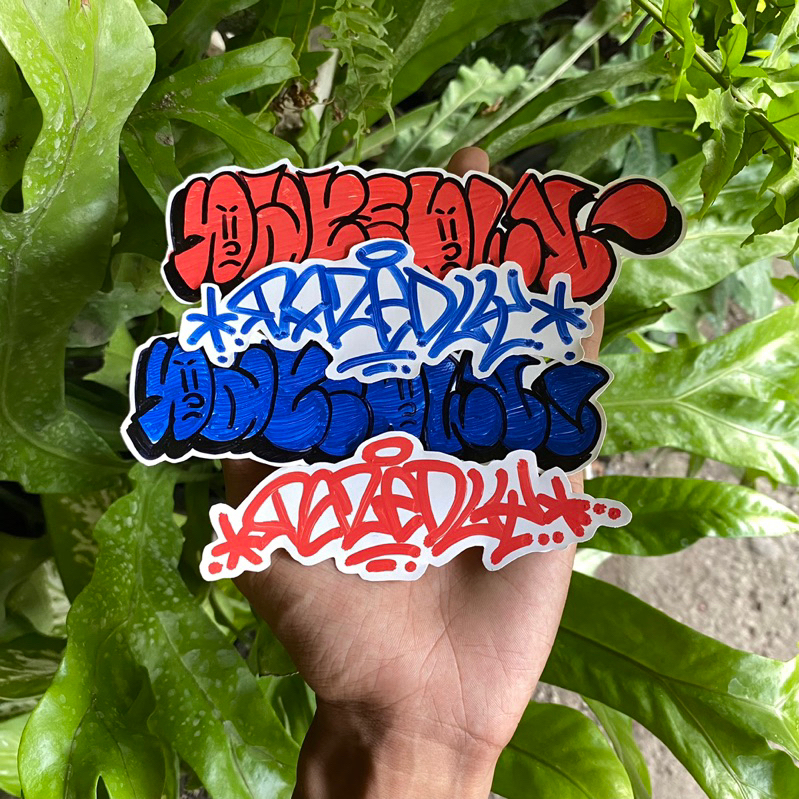 

sticker custom by request/ hand made - throw upp tagging - type font