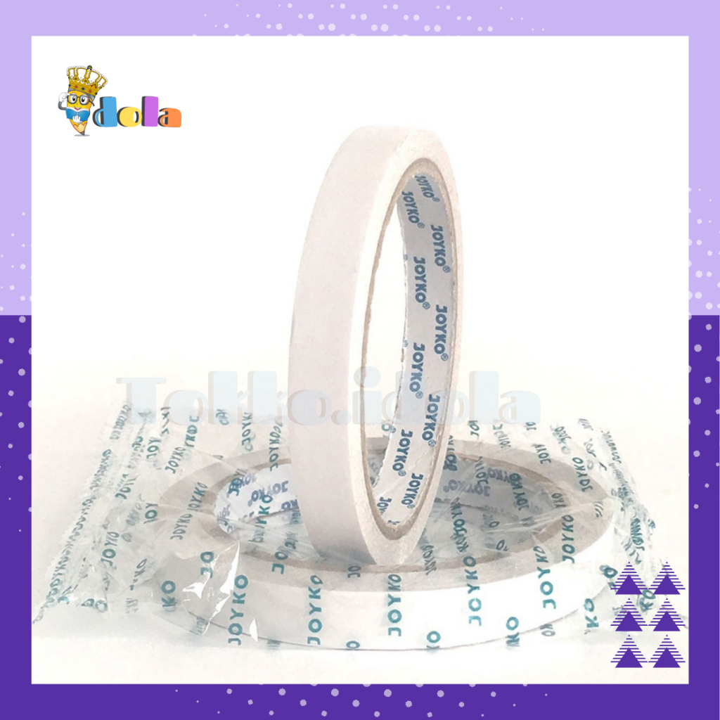 

DOUBLE TAPE JOYKO 12MM / DOUBLE TAPE JOYKO 1CM / Double Sided Tape Perekat 2 Sisi Joyko 12 mm x 15 yard / DOUBLE TAPE JOYKO 1/2 '
