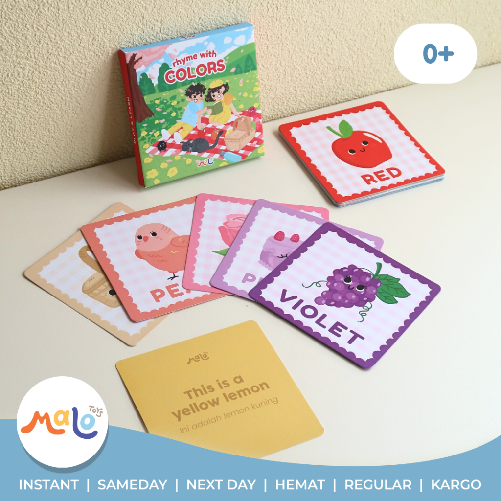 MALOTOYS x Vicky Angkasa - Flash Card Warna Bahasa Inggris Indonesia Color Flashcard Baby Kids Toddl