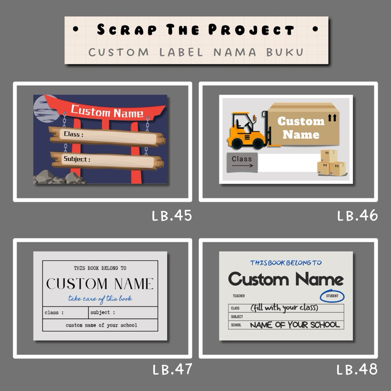

STIKER LABEL NAMA BUKU / SIMPLE CUSTOM NAME BOOK STICKER / LB 45-48