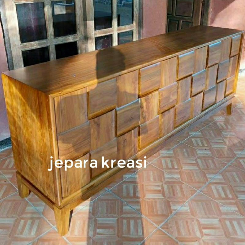 meja tv minimalis kayu jati, buffet tv minimalis kayu jati, bufet tv kayu jati minimalis, meja tv ka