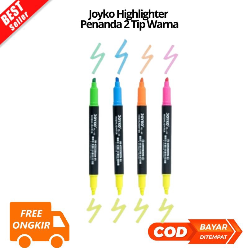 

[JK] BAYAR DI TEMPAT Joyko Highlighter Double Color Penanda Berwarna 2 Tip Warna