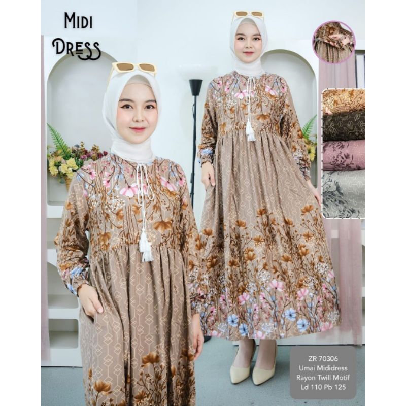 Midi Dress Rayon Twill Motif LD 110