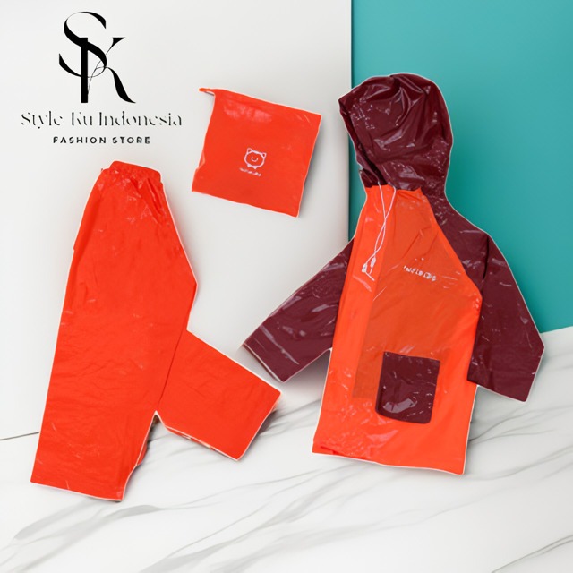 Jas Hujan Setelan Celana Anak Laki Laki Perempuan Raincoat Mantel Anak Karakter 974