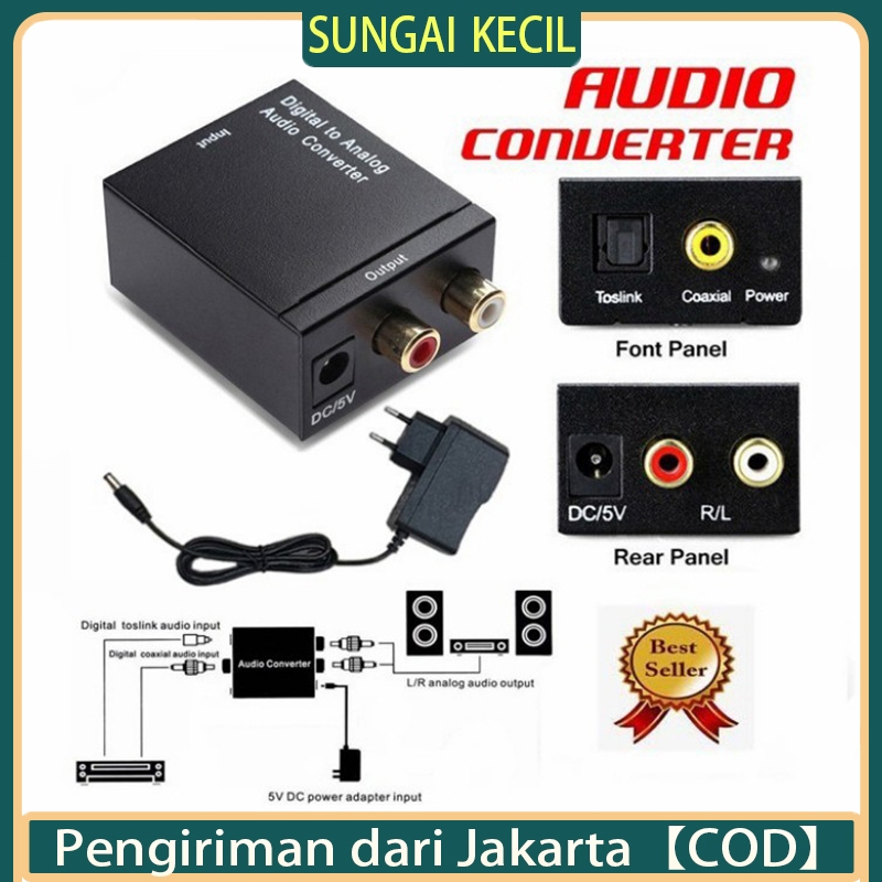 paket super lengkap converter audio dari tv ke speaker aktif / konverter digital to analog audio con