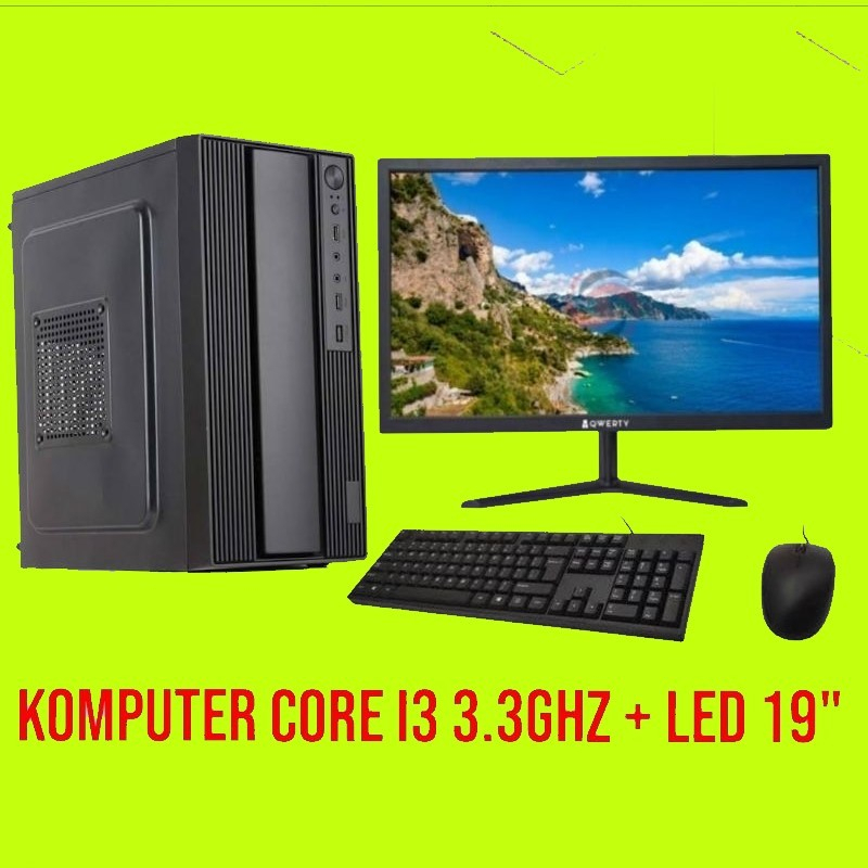 Full set Core i3 - Led 19" - 8gb ram - 500gb ssd - Pc Rakitan - Komputer kantor - cpu