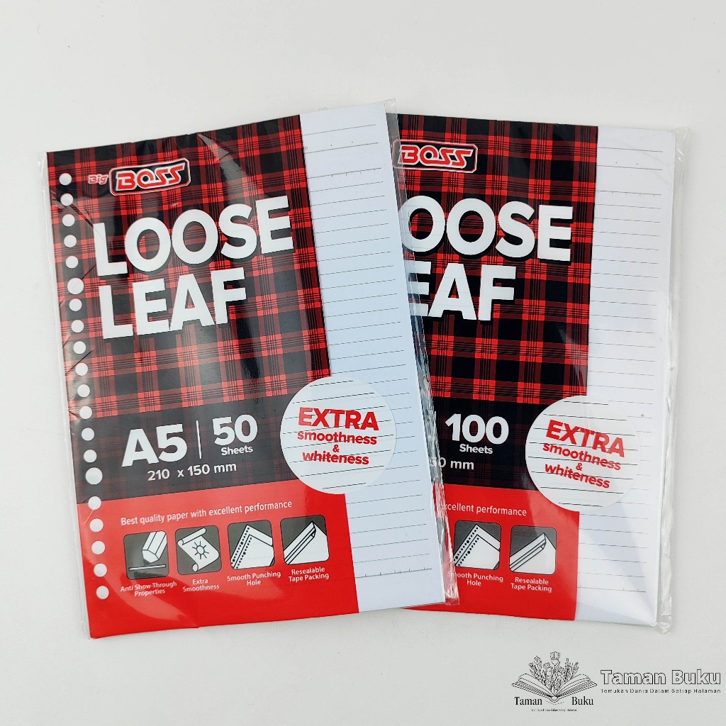 

BigBoss Loose Leaf Halaman Lepas Bergaris A5 Isi 100 Isi Kertas File Binder