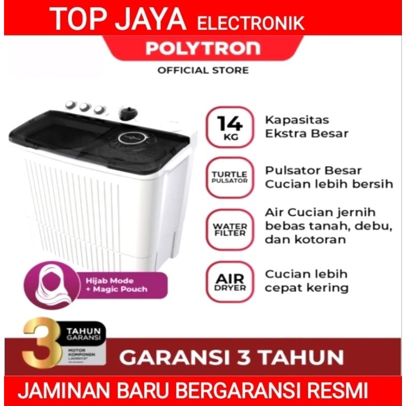MESIN CUCI POLYTRON 14KG 2 TABUNG/POLYTRON MESIN CUCI 14 KG BARU BERGARANSI RESMI