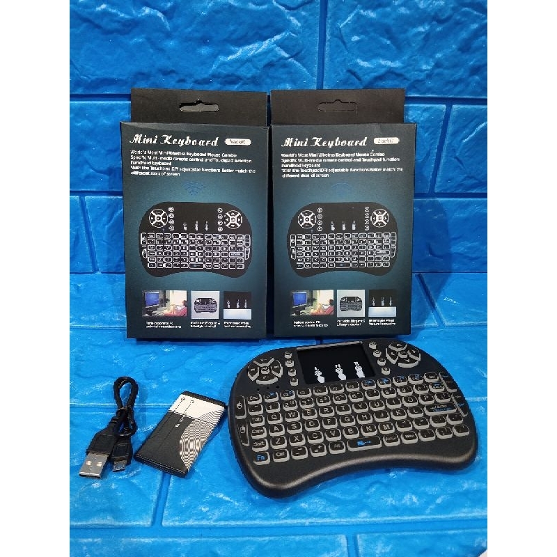 Keyboard Mini Wireless dengan RGB Backlit dan Baterai Recharge cocok untuk Smart TV, Tablet, Handpho