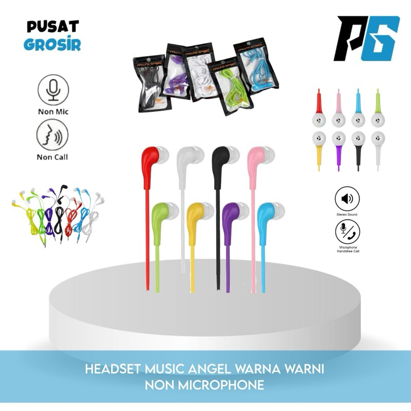 Headset Music Angel MP3 Biasa Handsfree Hf Packing Plastik Murah