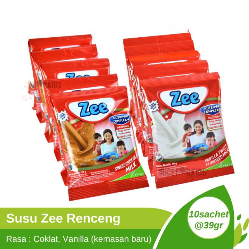 

Susu Zee Renteng rasa Vanilla dan coklat isi 10 sachet//susu anak-anak//susu zee