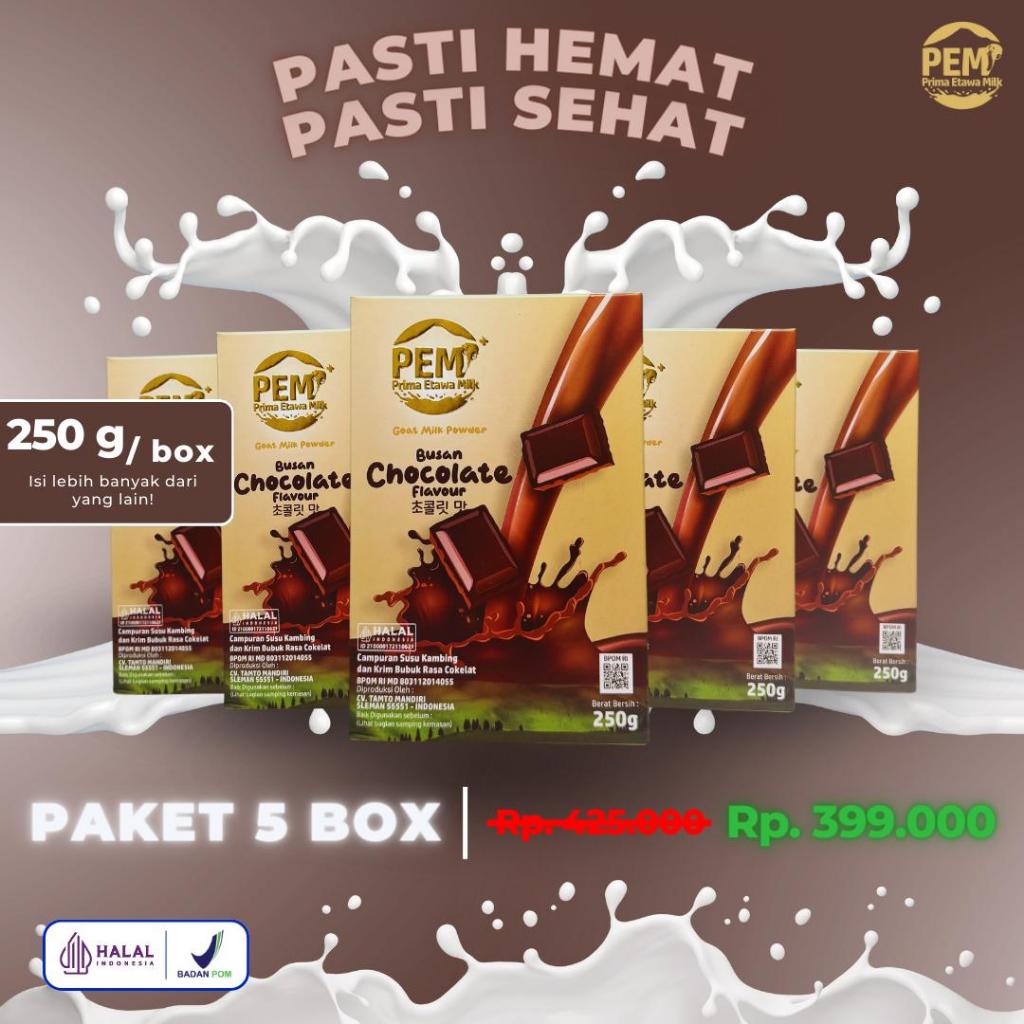 

PAKET PASTI HEMAT PASTI SEHAT | PAKET 5 BOX - SUSU KAMBING ETAWA MILK | RASA COKELAT
