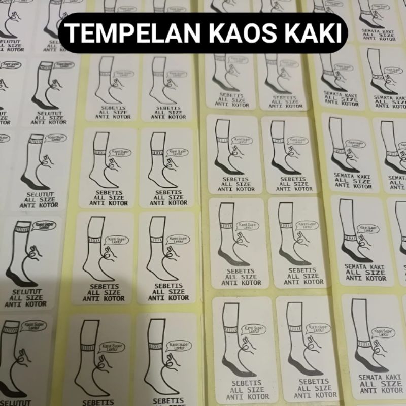 

(1 Lembar) Stiker Tempelan Kaos Kaki Selutut Sebetis Semata Kaki isi 60 pcs / 5 Lusin