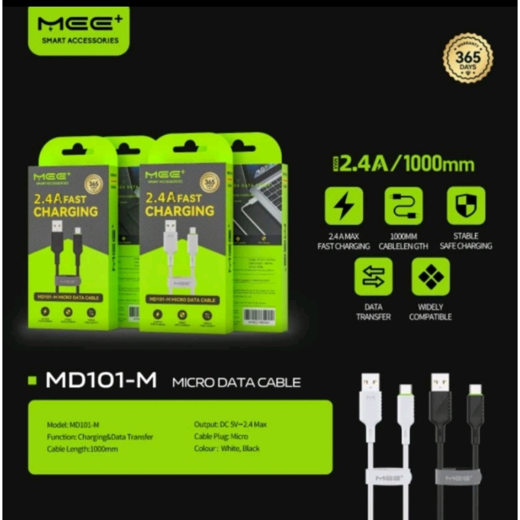 Mee+ Kabel Data MD101 M micro / MD 101 C Type C / MD 101 L Lightning Iphone 1M 2.4 A Fast Charging P