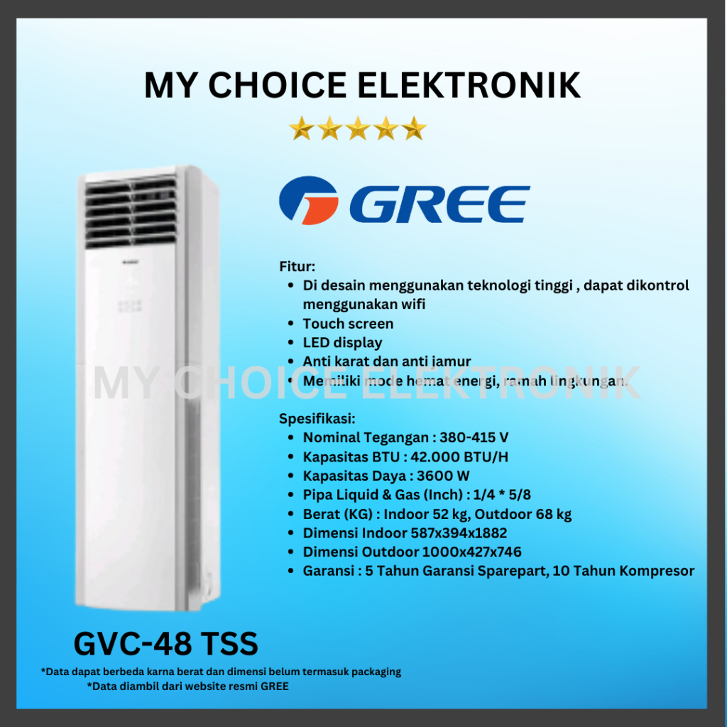 GREE Ac Floor Standing 5PK GVC-48TSS | AC GREE 5 PK GVC-48TSS