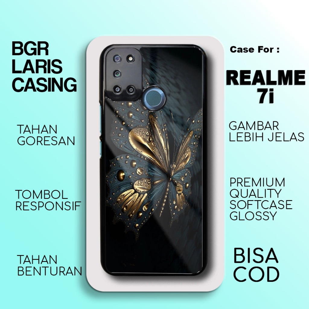 Case Realme 7i Terbaru - Realme 7i - Motif Kupu kupu - Hardcase Premium Glossy - Softcase Hp Realme 