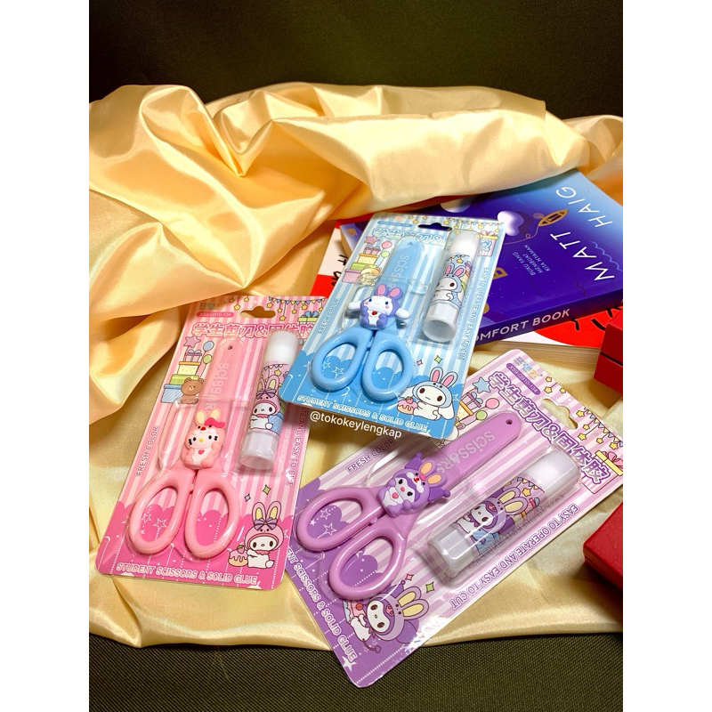 

KEY - Set Gunting & Lem Motif Sanrio karakter Mymelody Kuromi Cinnamoroll
