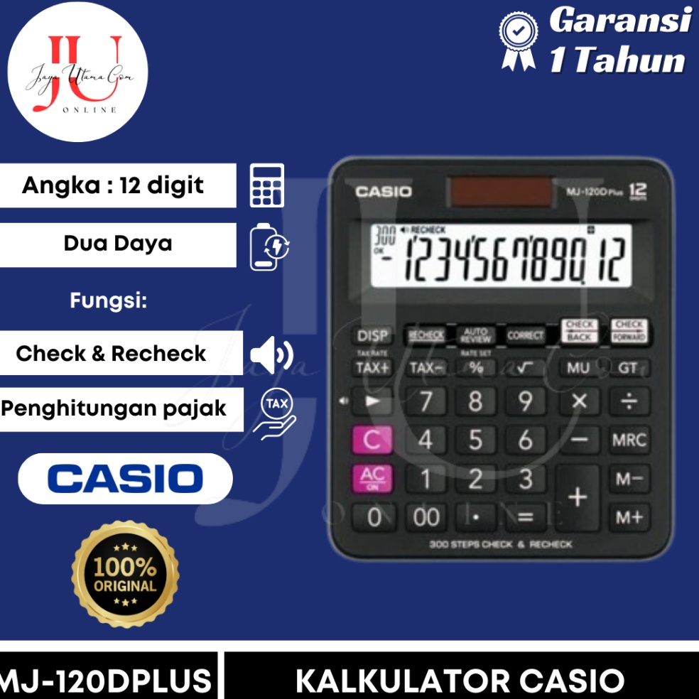 

KODE Y1J9 Kalkulator Casio MJ 12D PLUS CHECK CORRECT