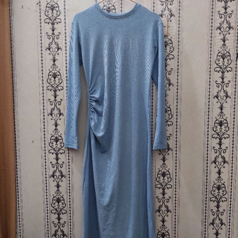 PRELOVED PUFF IT UP Basic Knit Dress Light Blue