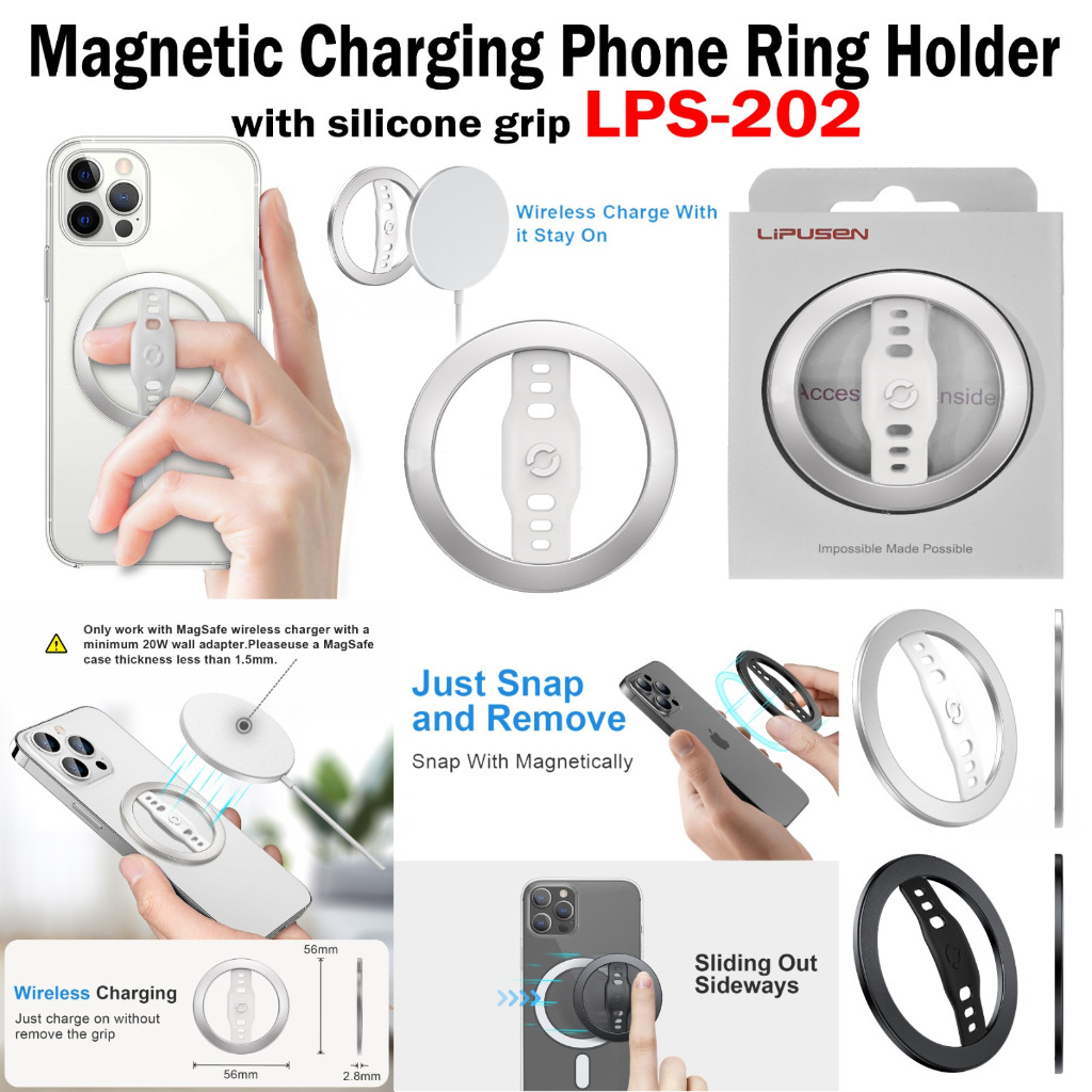 Phone Grip Holder HP / Phone Grip Magnetic Charging Ring Phone Holder Silicone Grip bahan Metal