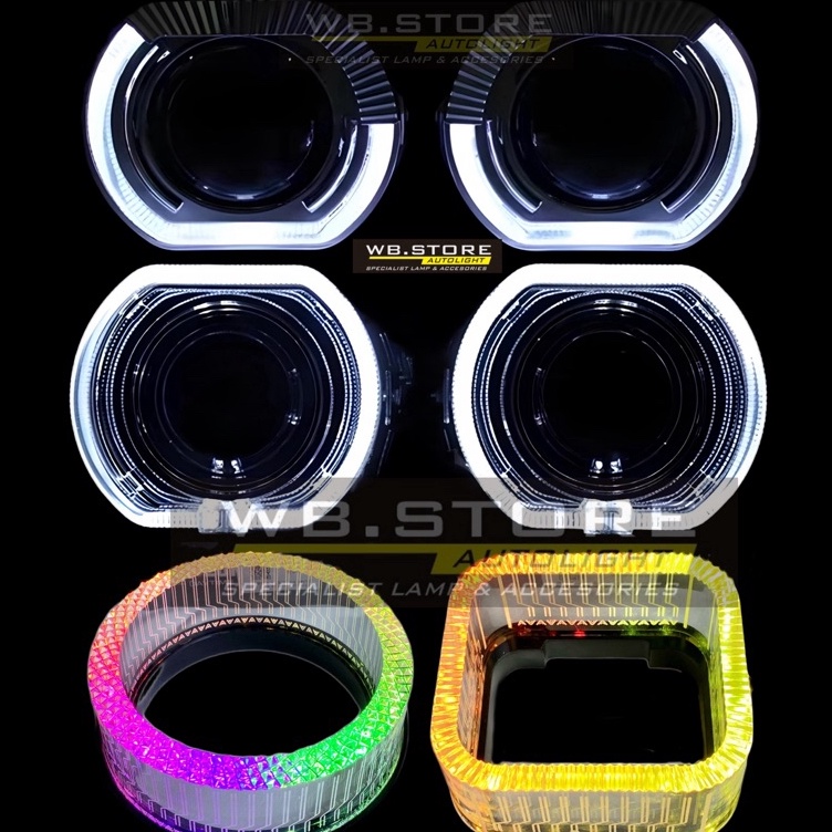 KODE N75T Shroud 15 inch 25 Inch 3 Inch Model BMW Bulat Kotak angel eye putih RGb shroud cincin bmw 