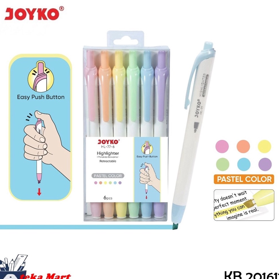 

KODE Q8P SET6PCS JOYKO HIGHLIGHTER HL776 TEXTLINER PENANDA TEXT