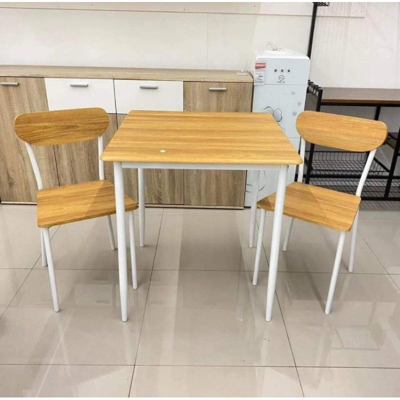Meja Makan Minimalis 2 Dudukan Meja Makan 2 Kursi Rangka Besi furniture Minimalis