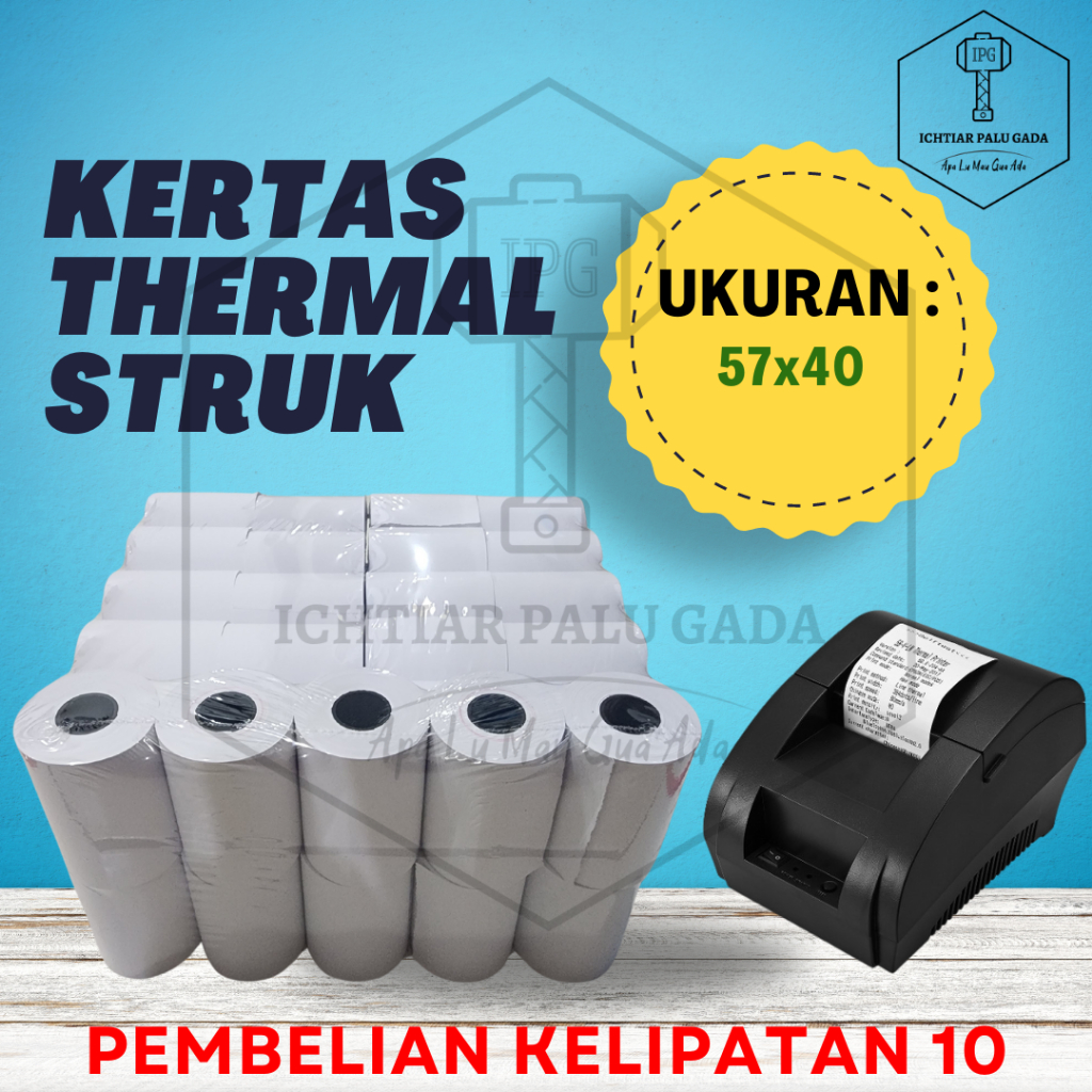 

Kertas Thermal Struk Kasir 57x40 isi 10 Roll