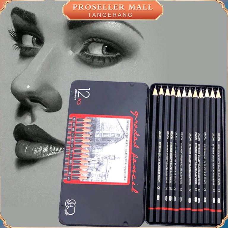 

KODE L9X8 Pensil Drawing Bahan Charcoal Pensil Sketsa 1 Set 2h 8b Pensil Khusus Sketsa Set Lengkap 12 Pcs