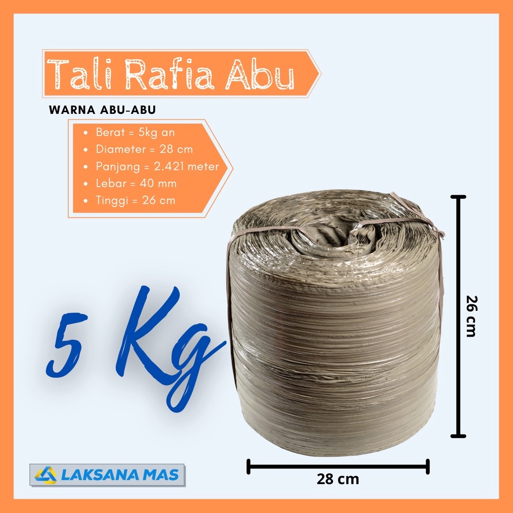 

KODE X3G4 Tali Rafia Plastik Roll Besar Laksanamas Warna Abuabu Ukuran 5kg an di JakartaBogorDepokTangerangBekasi