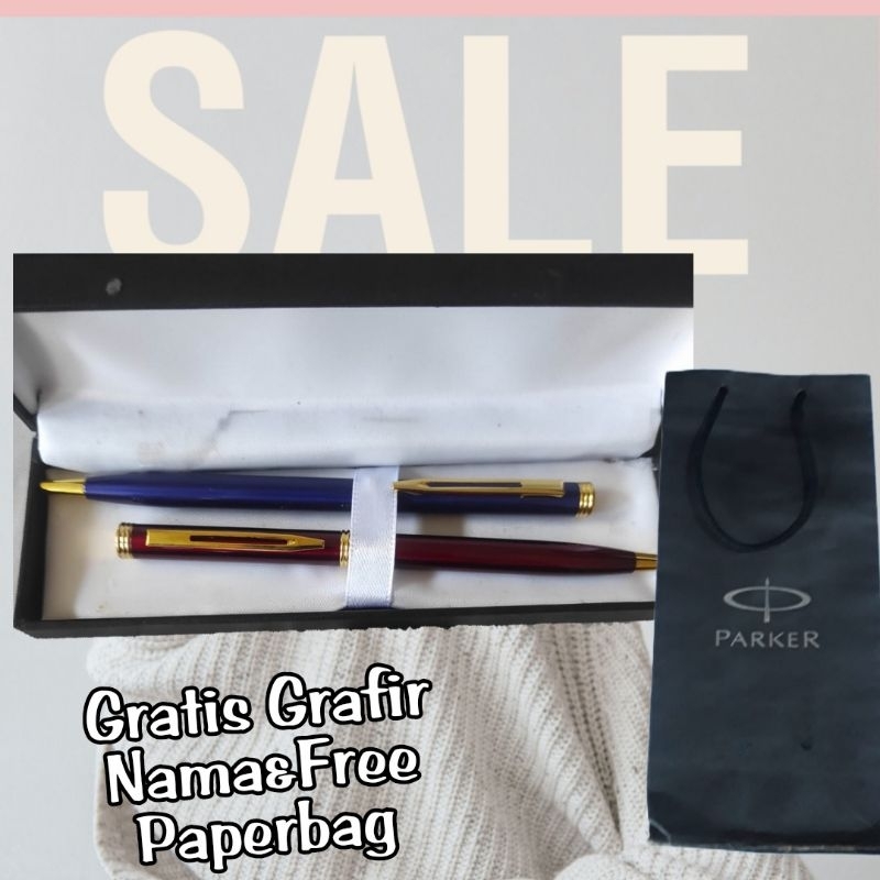 

sepasang pulpen besi mewah parker gratis grafir nama&paperbag