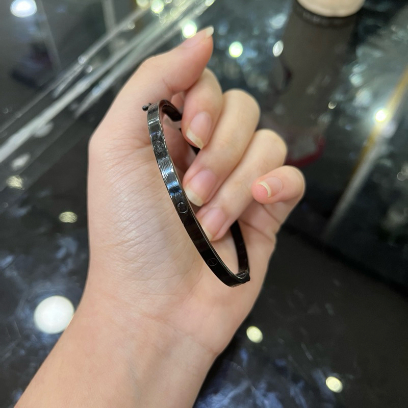 Gelang ctr hitam black gold emas asli cantik unisex awet