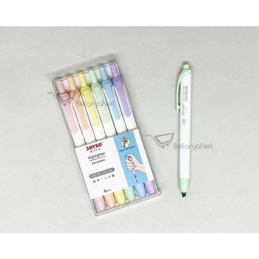 

KODE M7U8 Highlighter Penanda Berwarna Joyko HL776 Pastel Color 1 Set 6 Pcs