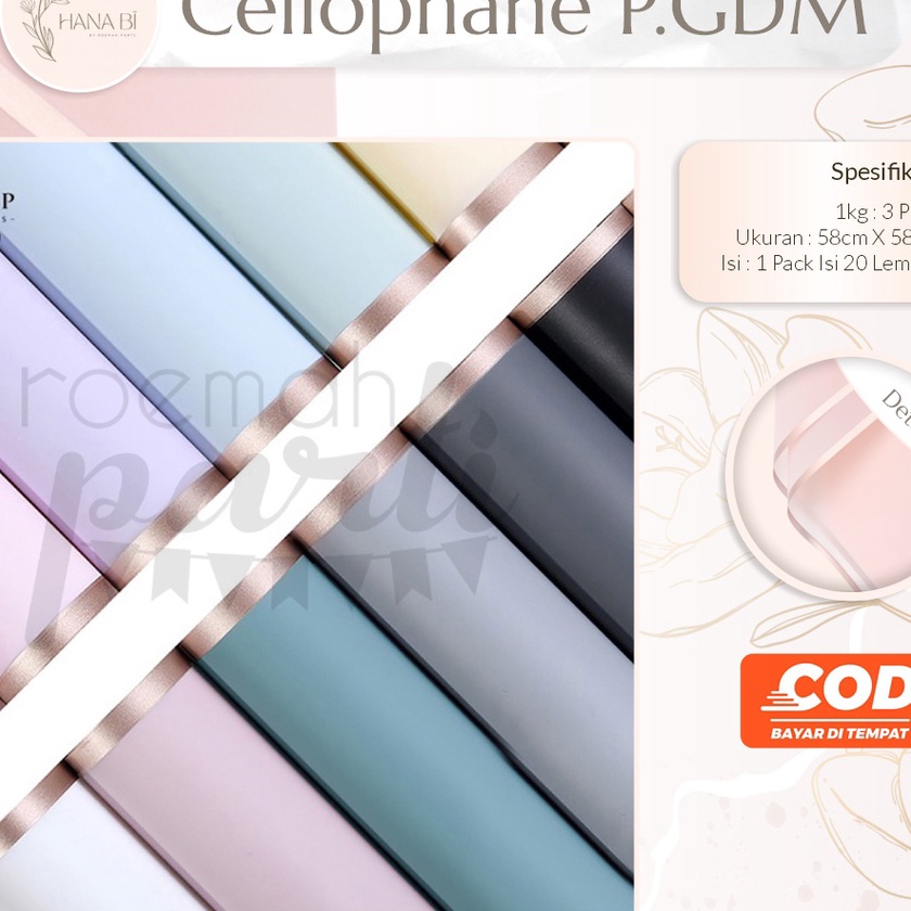 

KP8 2 Lembar Kertas Buket Cellophane Wrapping Paper Kertas Buket Bunga Cellophane Paper Flower Wrapping Paper Kado Party PGDM
