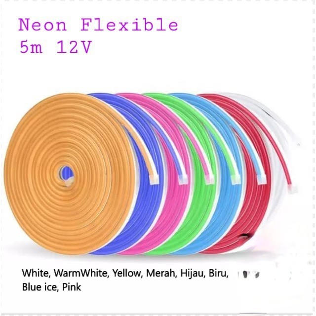 Neon Flex Lampu LED Selang 5 Meter DC 12V IceBlue