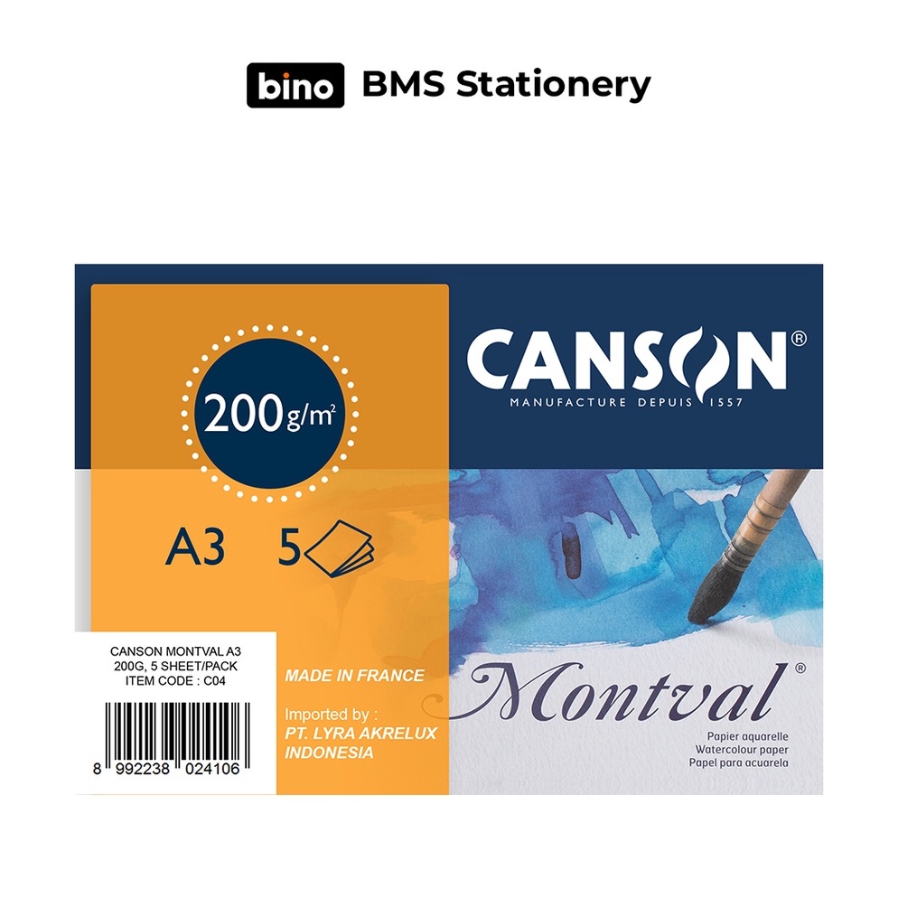 

KODE M2O3 BMS Surabaya CANSON Montval Aquarelle 2 gsm Ukuran A3 A2 5 Sheets C4 C8