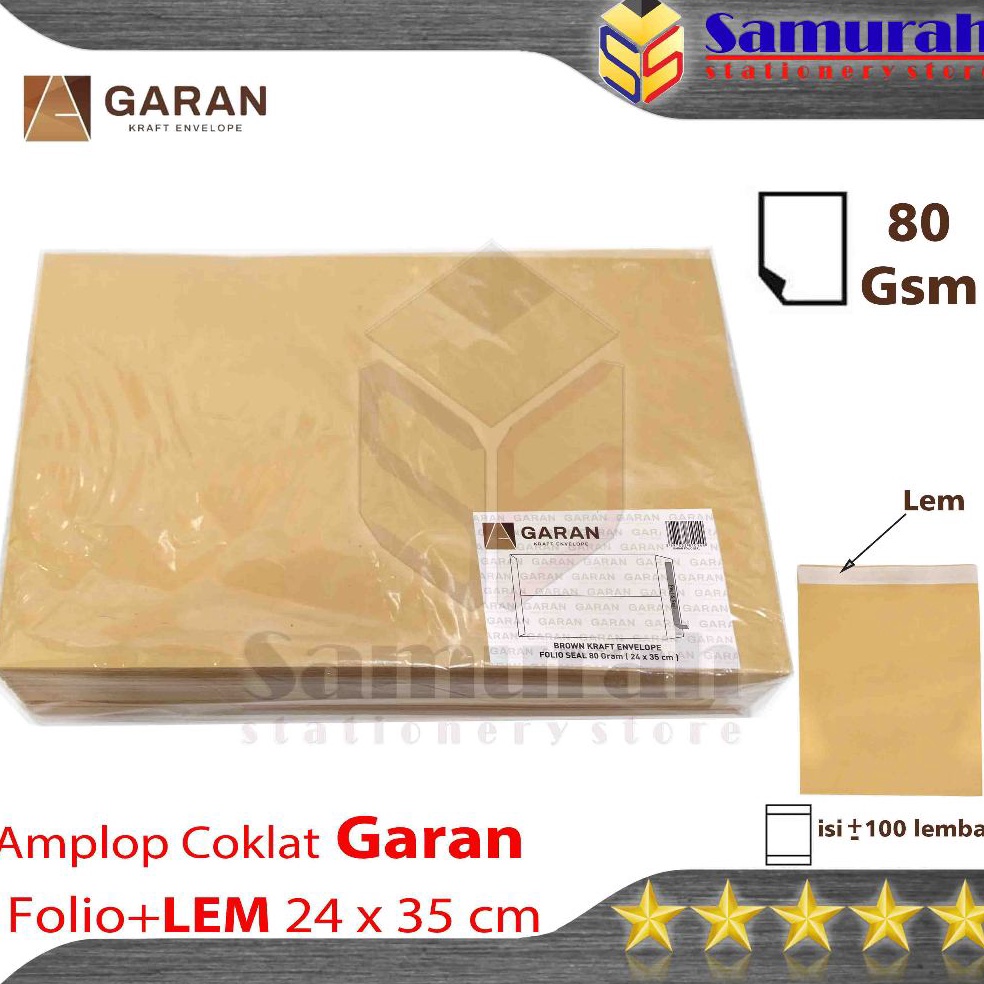 

KODE P3I2 Amplop Kertas Coklat GARAN Ukuran Folio Lem Amplop Dokumen F4 Seal 8 Gsm gram 1 pak isi 1