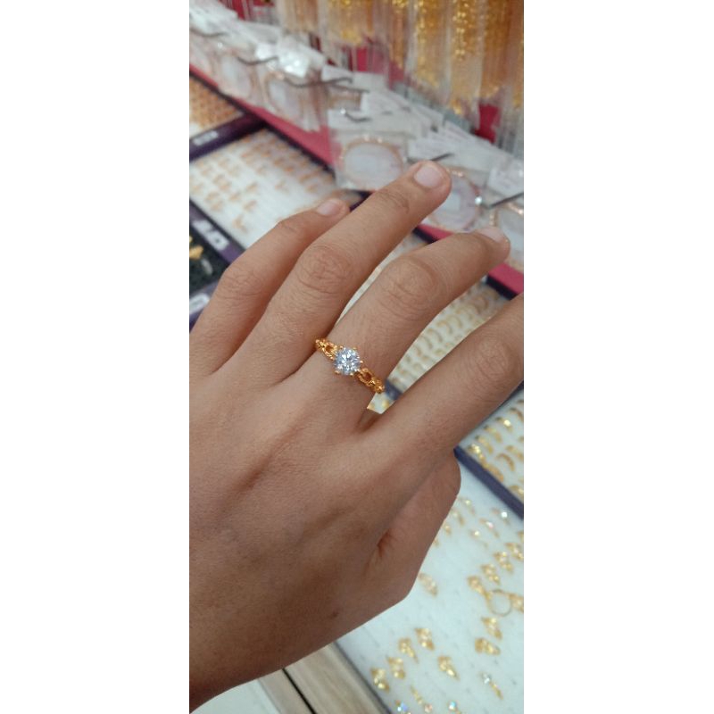 cincin wanita xuping cincin emas warna 24 karat cincin fashion wanita dewasa permata halus