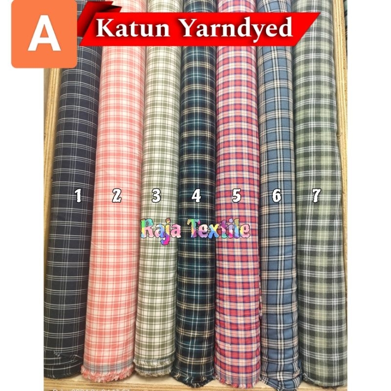 #1 kain katun motif kotak - bahan kemeja cotton italy - Yarndyed kotak - bahan kemeja