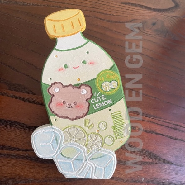 

KODE Y5U6 DIY Wood Character Painting Mewarnai Melukis Kayu Karakter Lemon Bottle Woodengem 19 cm