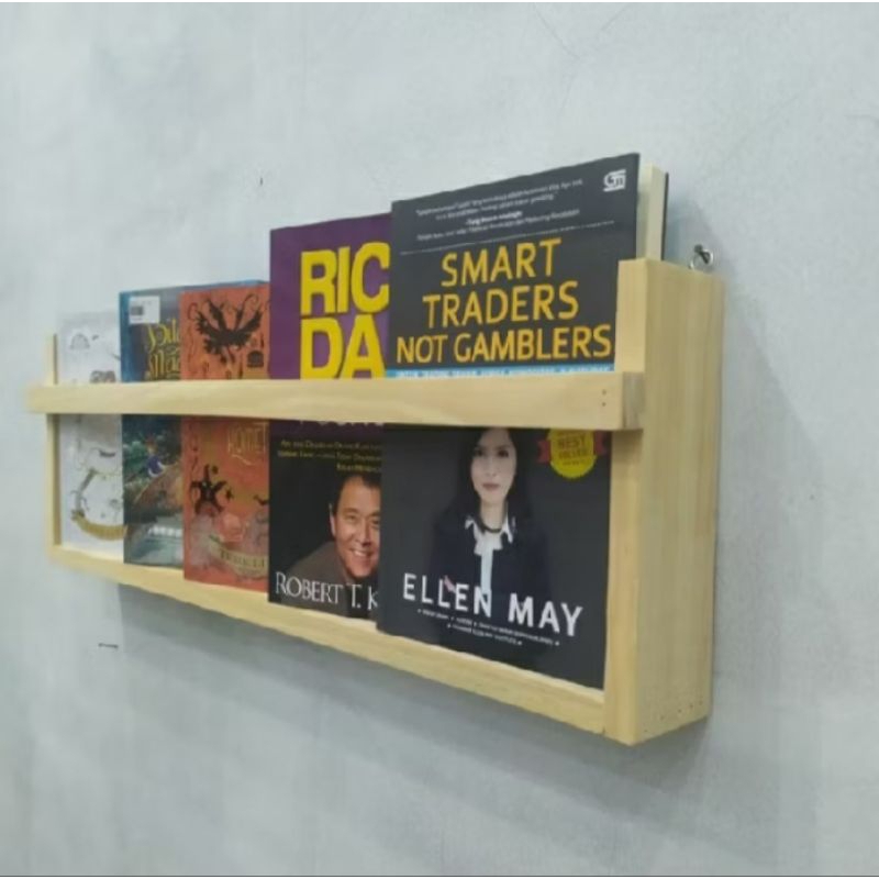 Rak Buku minimalis tempel dinding/Tempat Buku Dinding ,Hemat Ruang Belajar Kantor  Pojok Baca