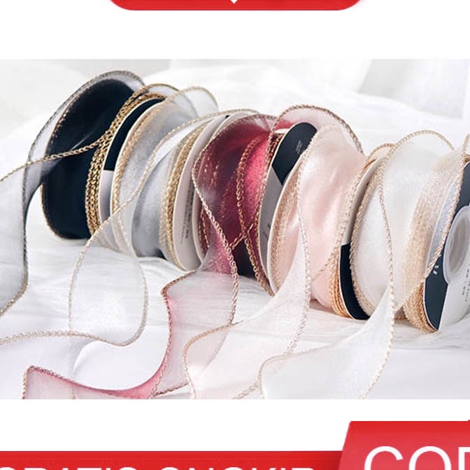 

HJ6 1ROLL Pita Ribbon Fishtail 4cm Pita Gelombang Pita Kado PS5