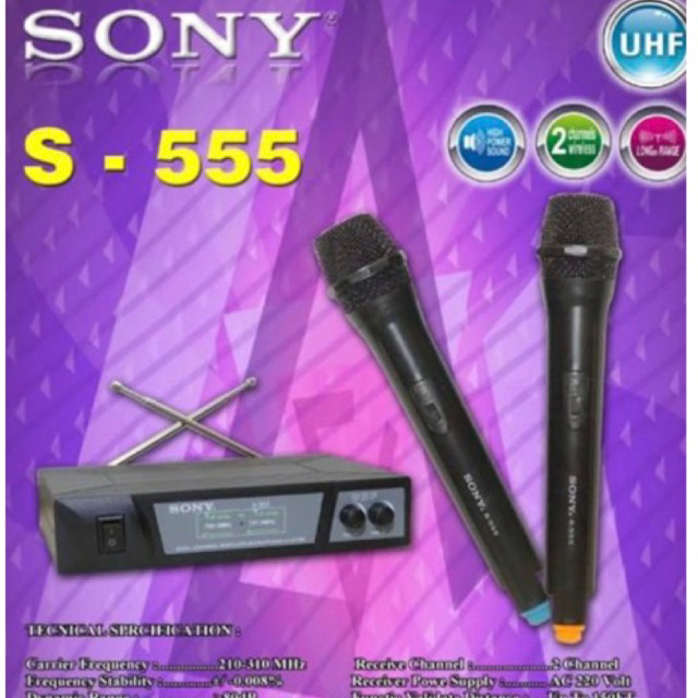 microphone wireless dua mic sony s 555-mic tanpa kabel SONY S-555