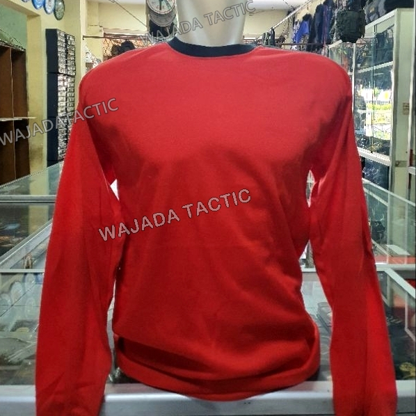 Kaos Kombinasi Lengan Panjang Warna Merah - Kaos Lapangan Pramuka PMR